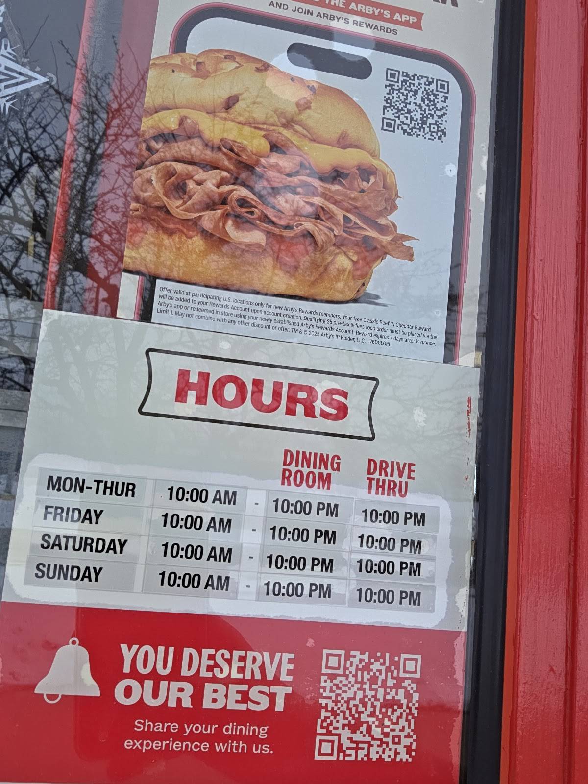 Arby's меню