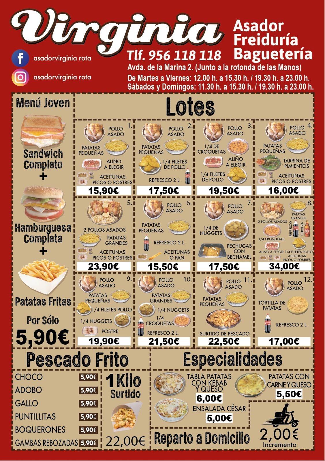 Asador Virginia ROTA меню