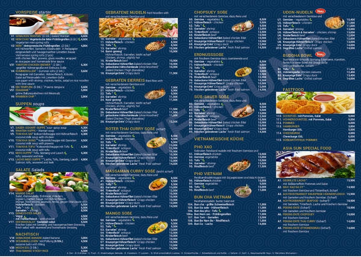 Asia Sun Rostock меню