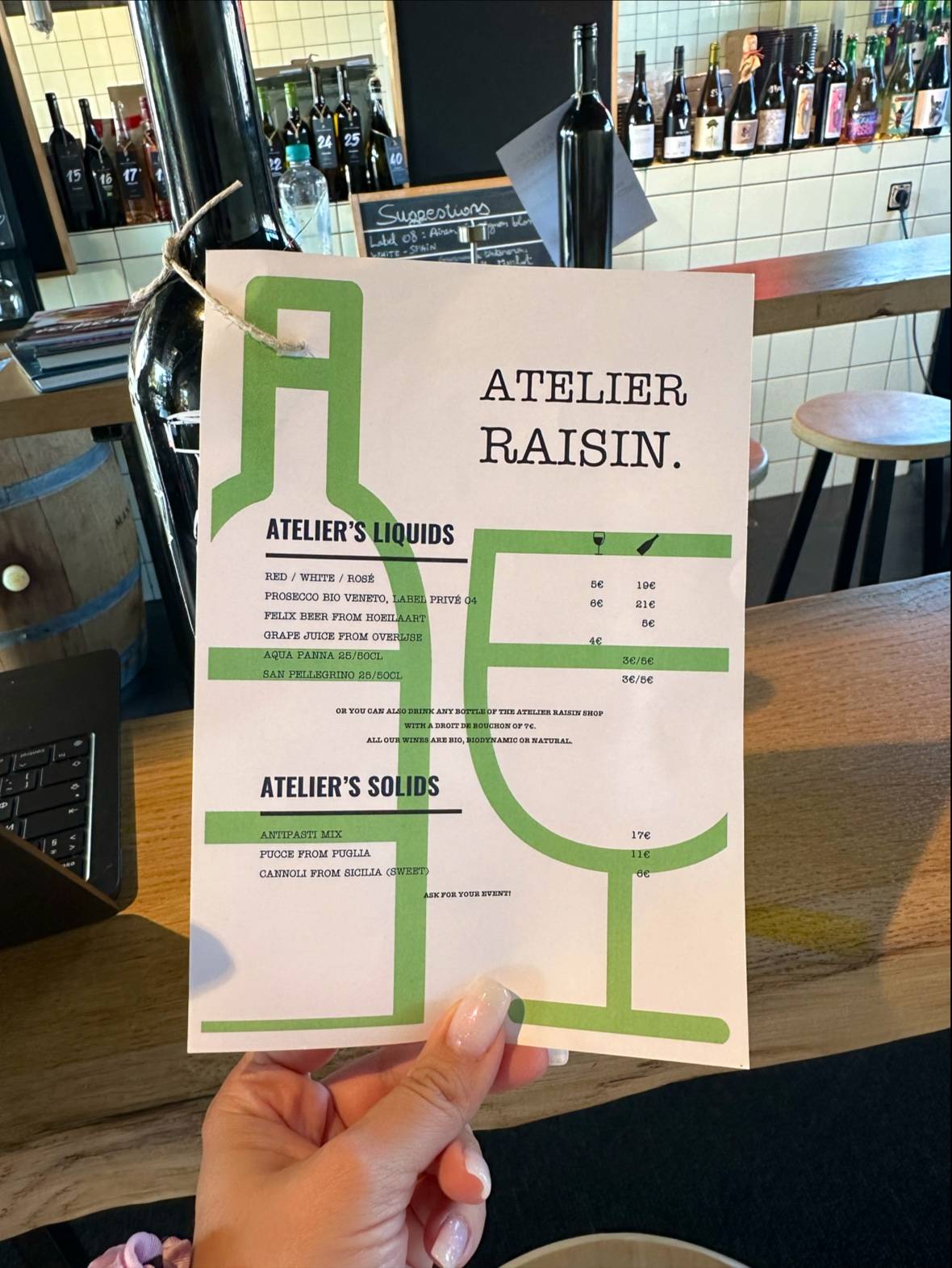 Atelier Raisin меню
