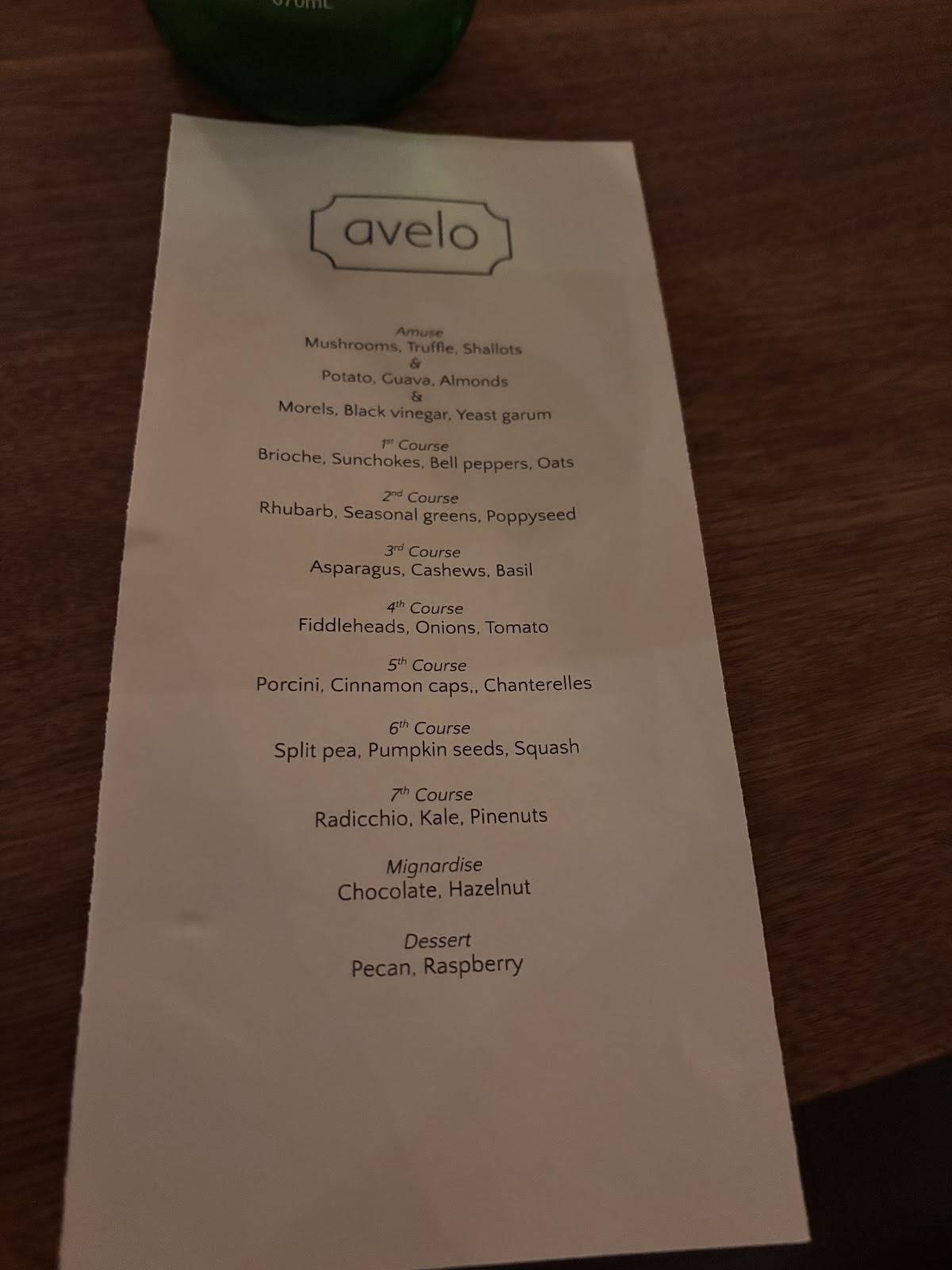 Avelo Restaurant меню