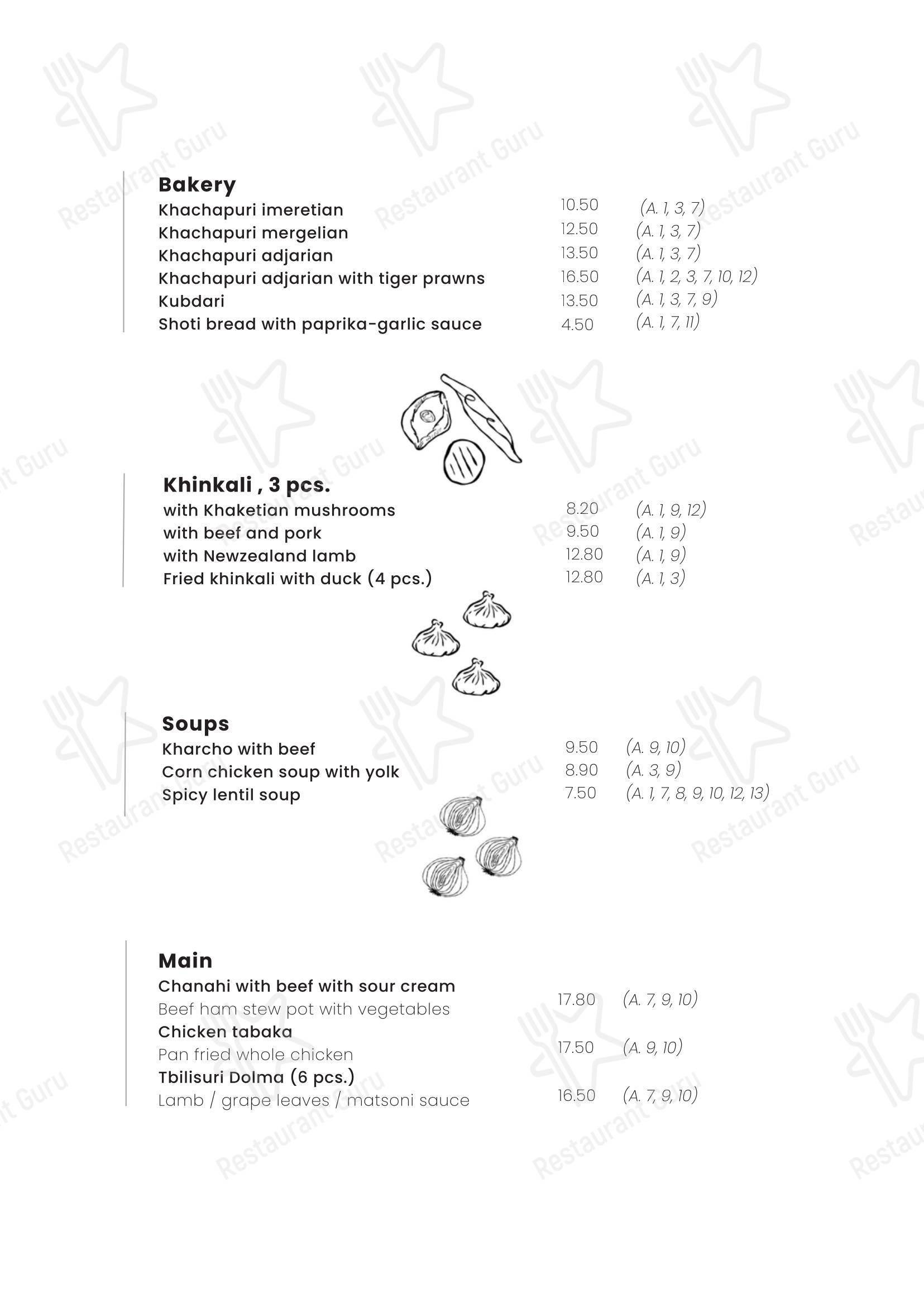 Основное меню ресторана BABO modern Georgian cuisine в Риге