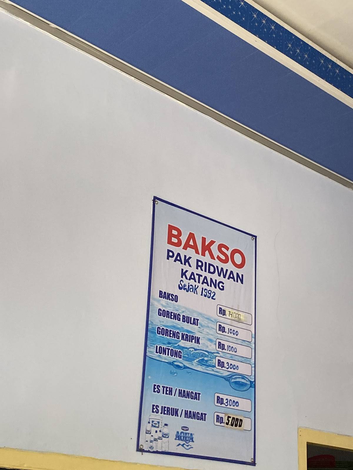 Bakso Pak Ridwan меню
