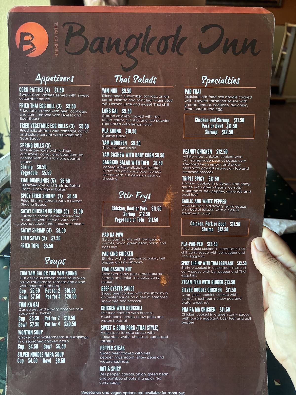Bangkok Inn меню