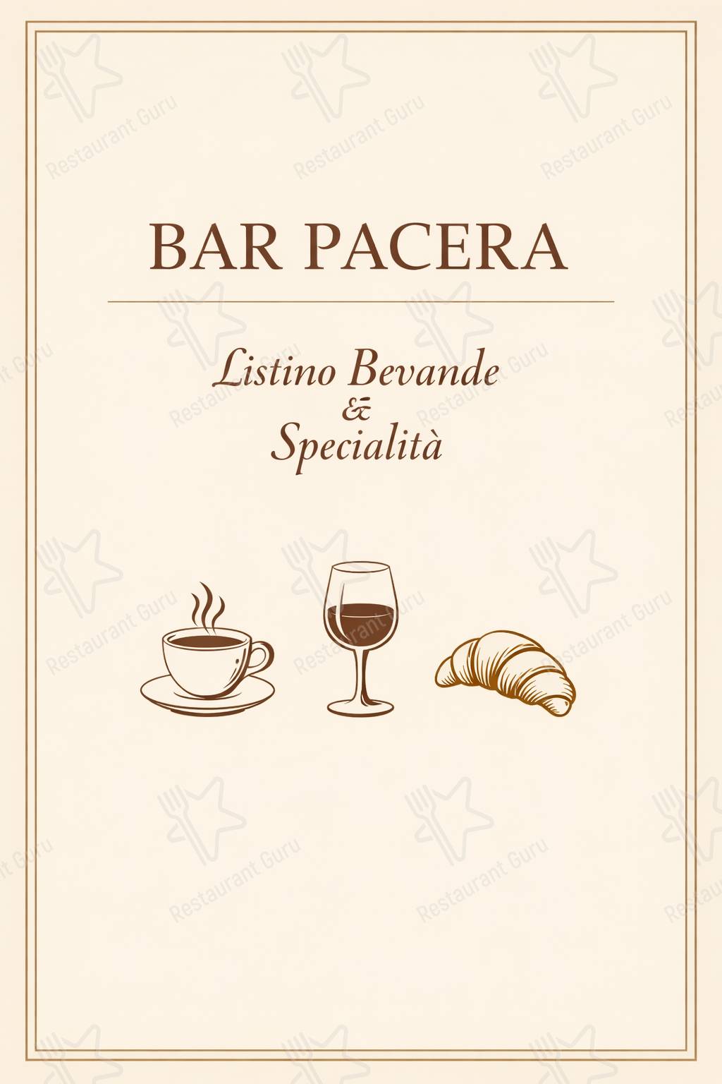 Меню Bar Pacera - еда и напитки