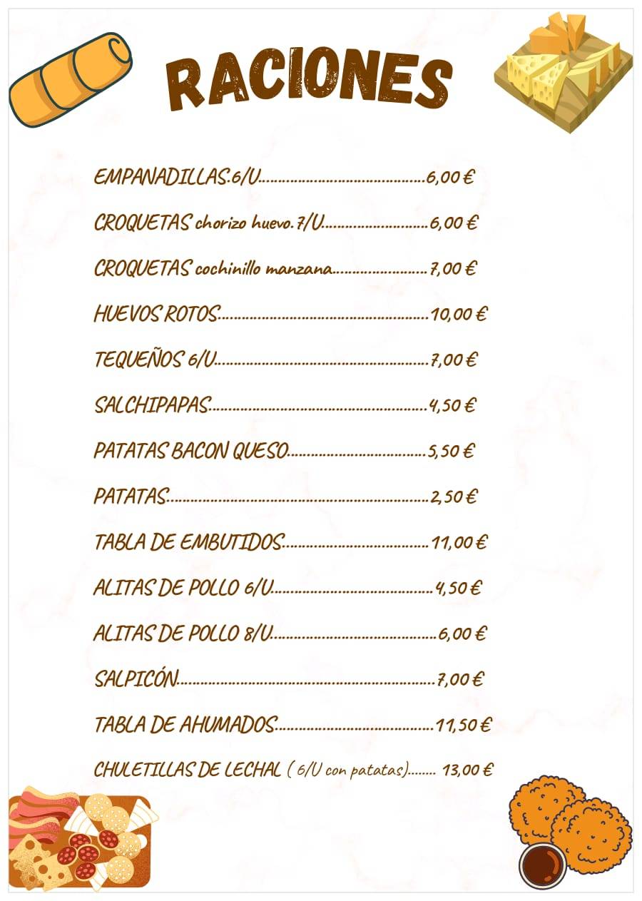 Bar Restaurante El Rescoldo меню