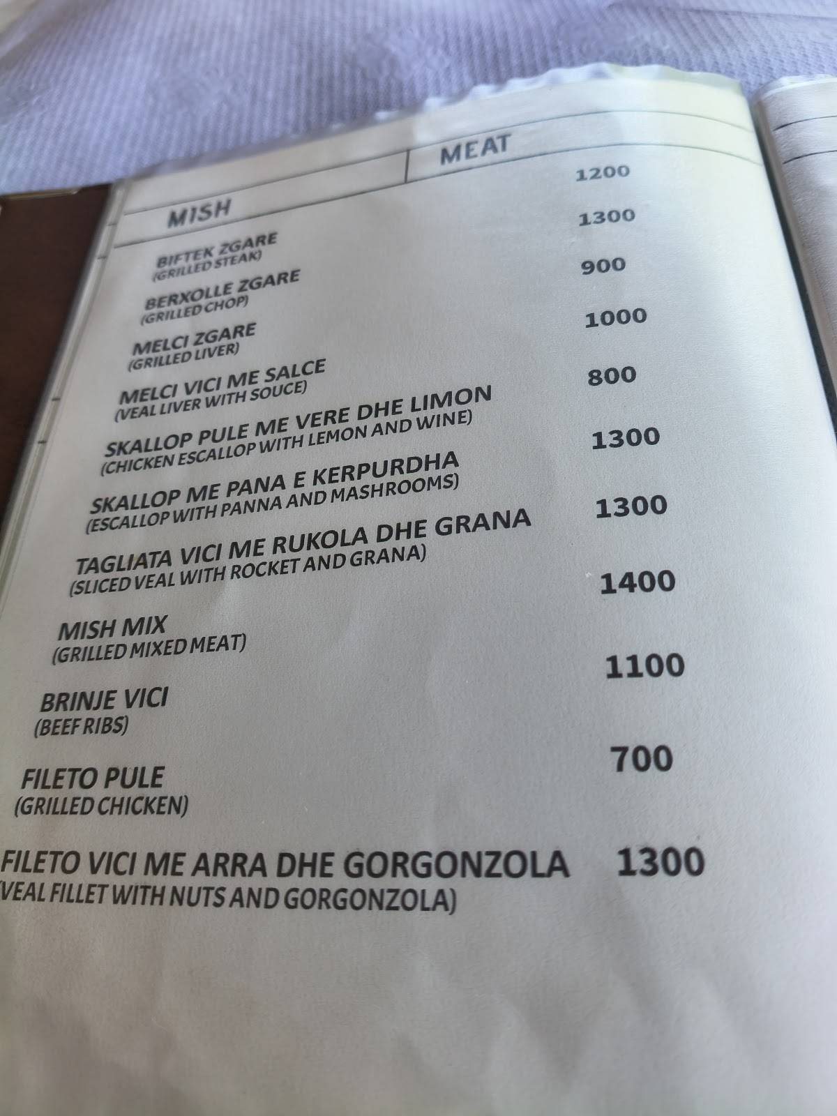 Bar-Restorant "Shiroka" меню