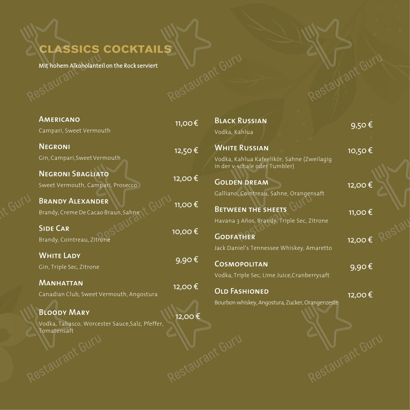 Меню паба и бара Bar Seña - Меню напитков
