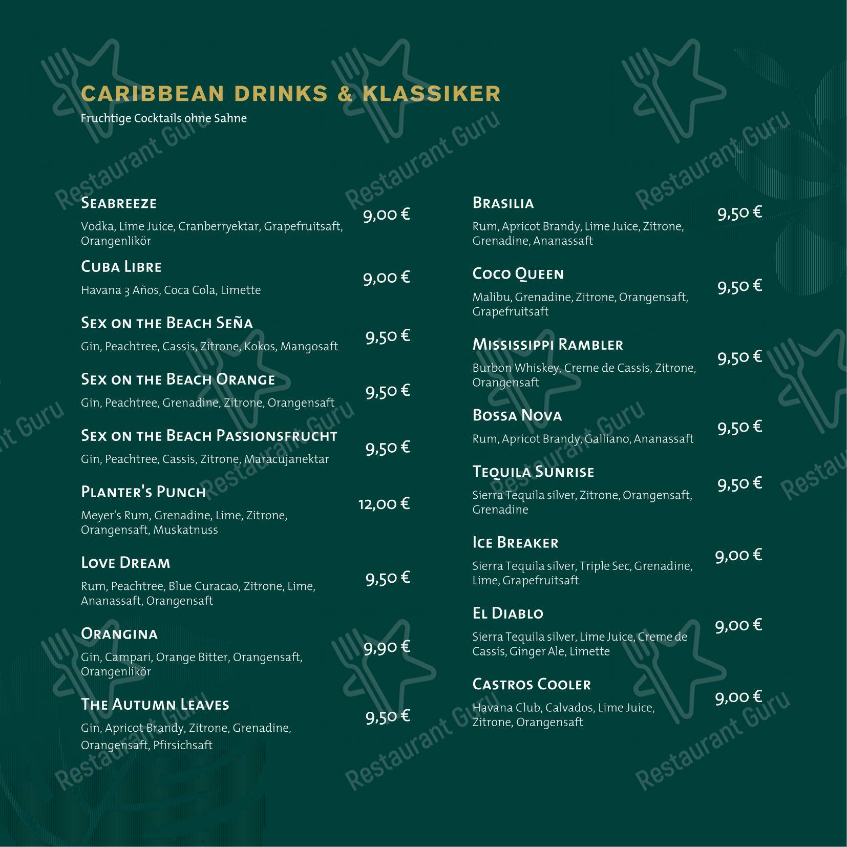 Bar Seña в Ганновере - Меню напитков