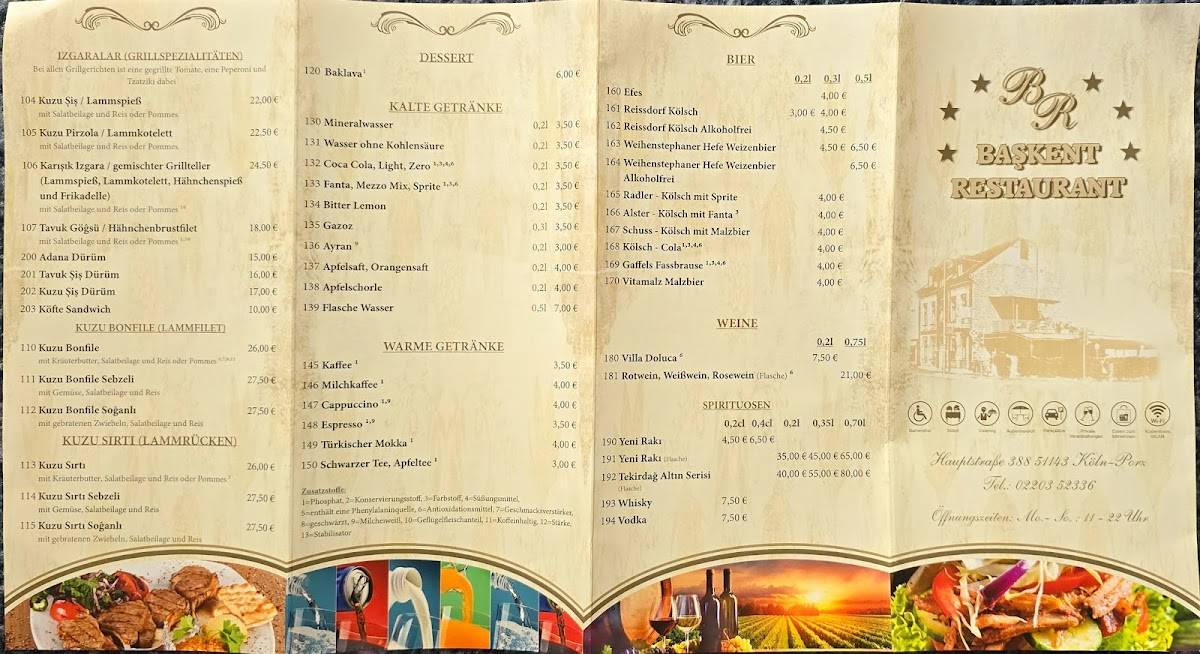Baskent Restaurant меню