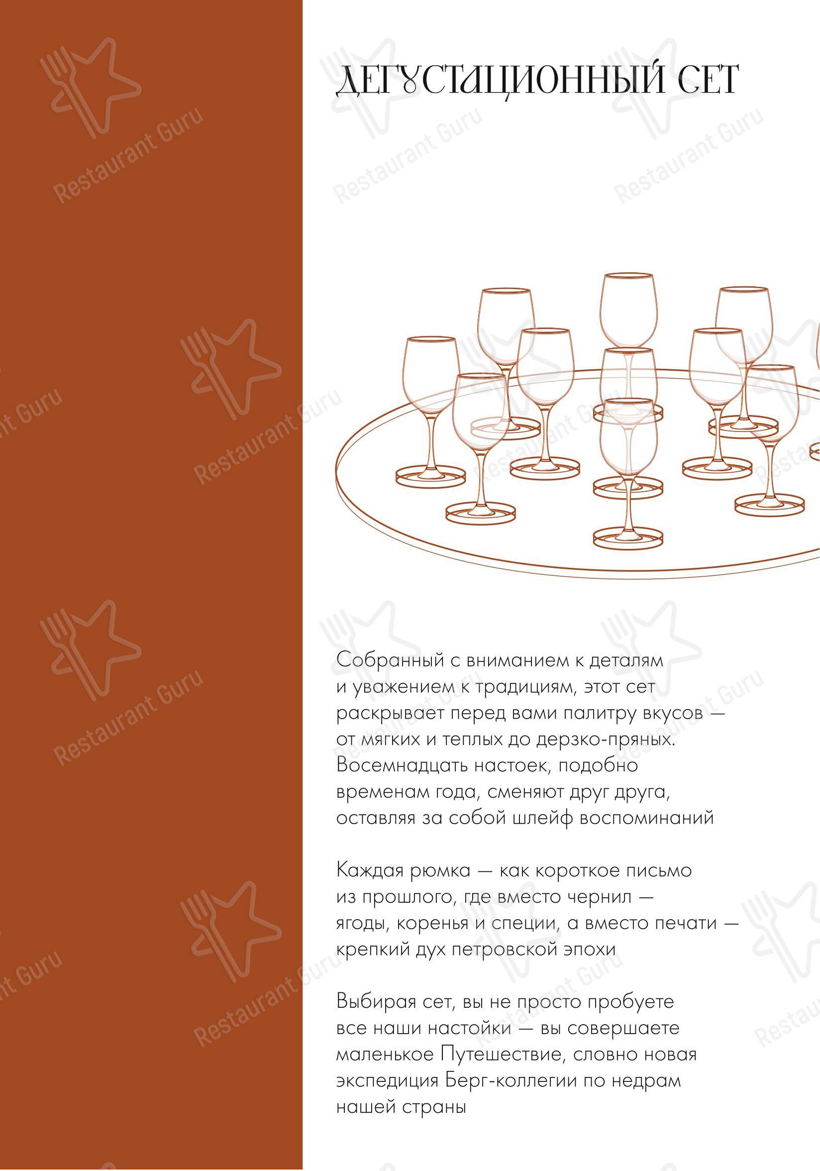 Коктейльная карта ресторана Берг-коллегия