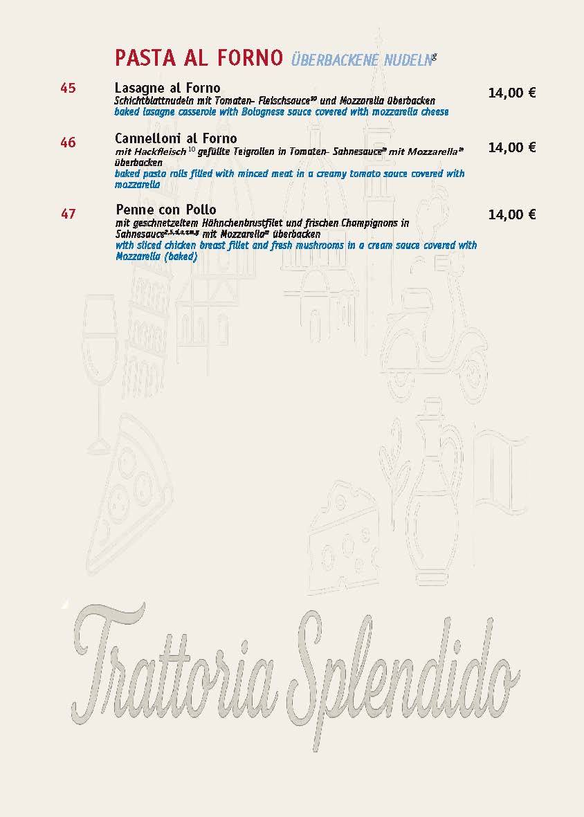 Trattoria Splendido меню