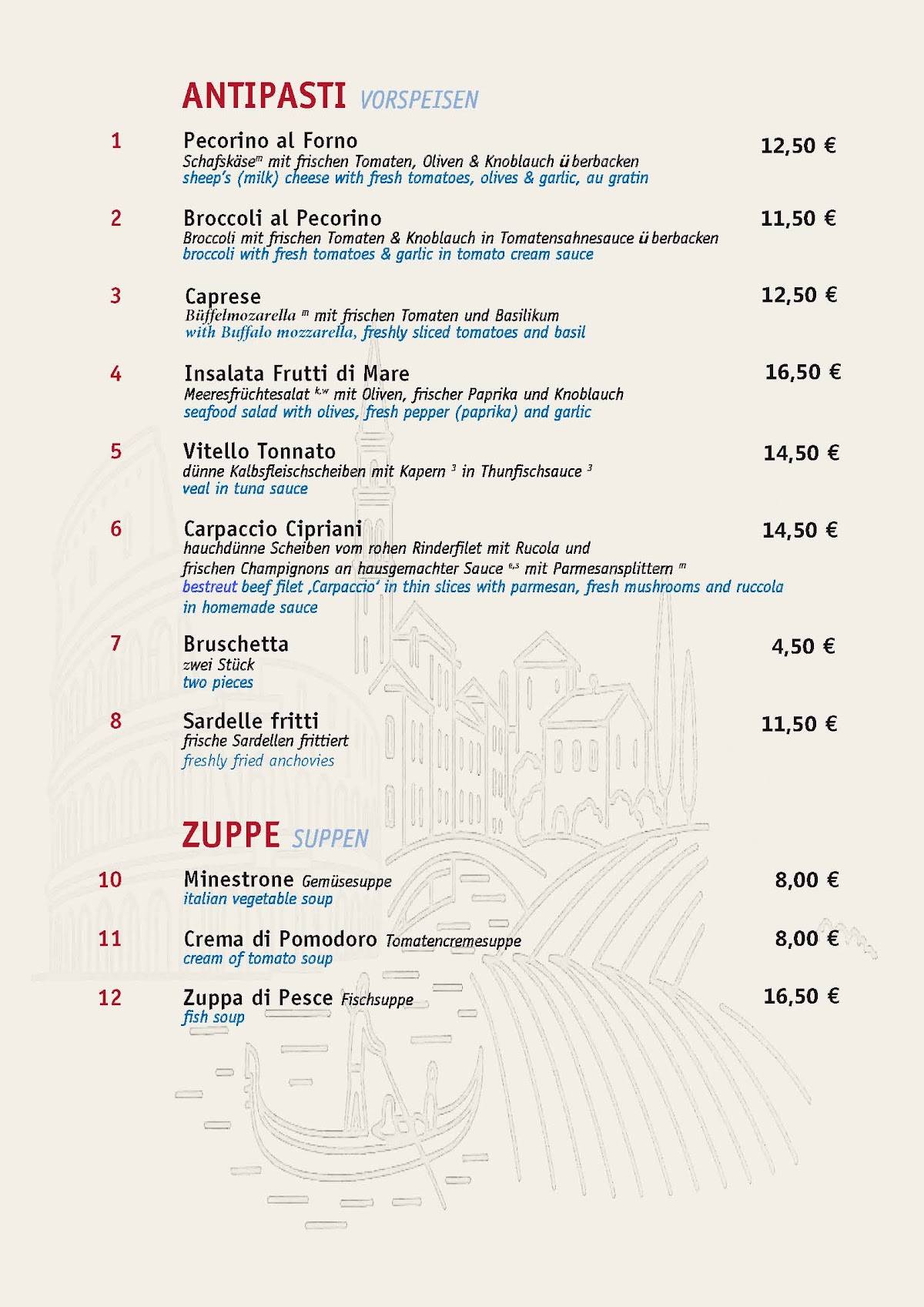 Trattoria Splendido меню
