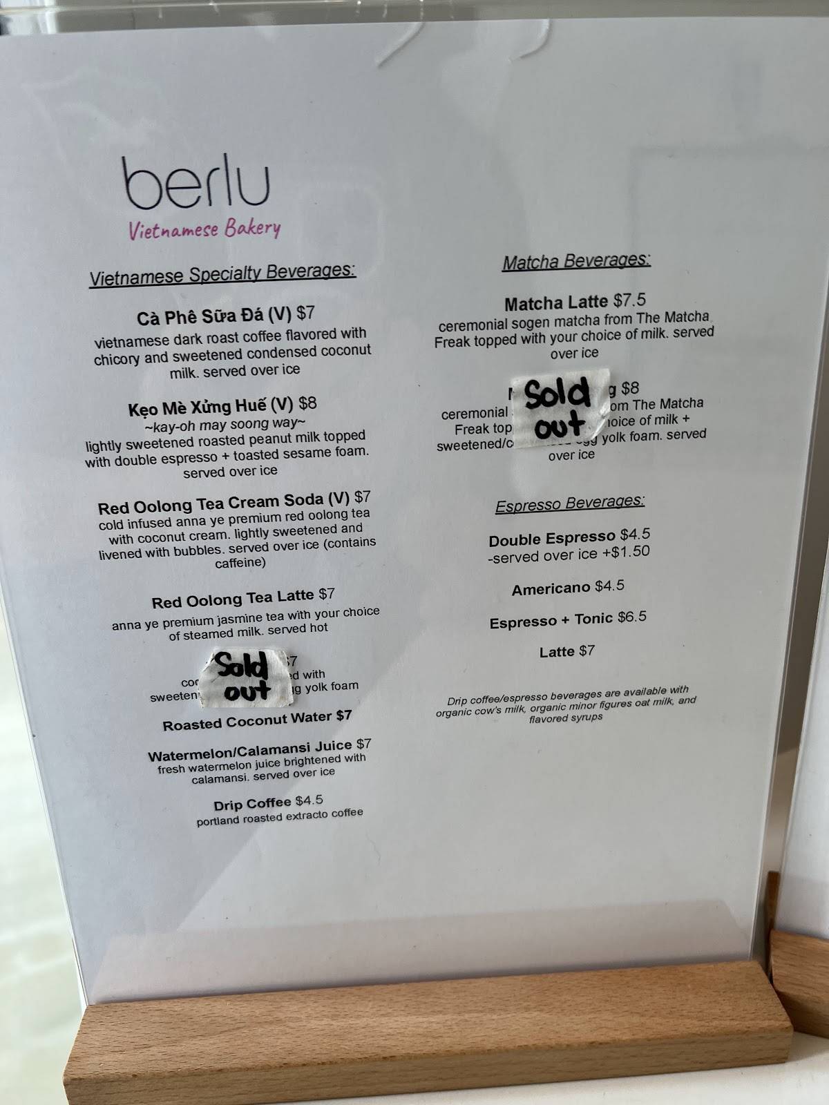 Berlu Bakery меню