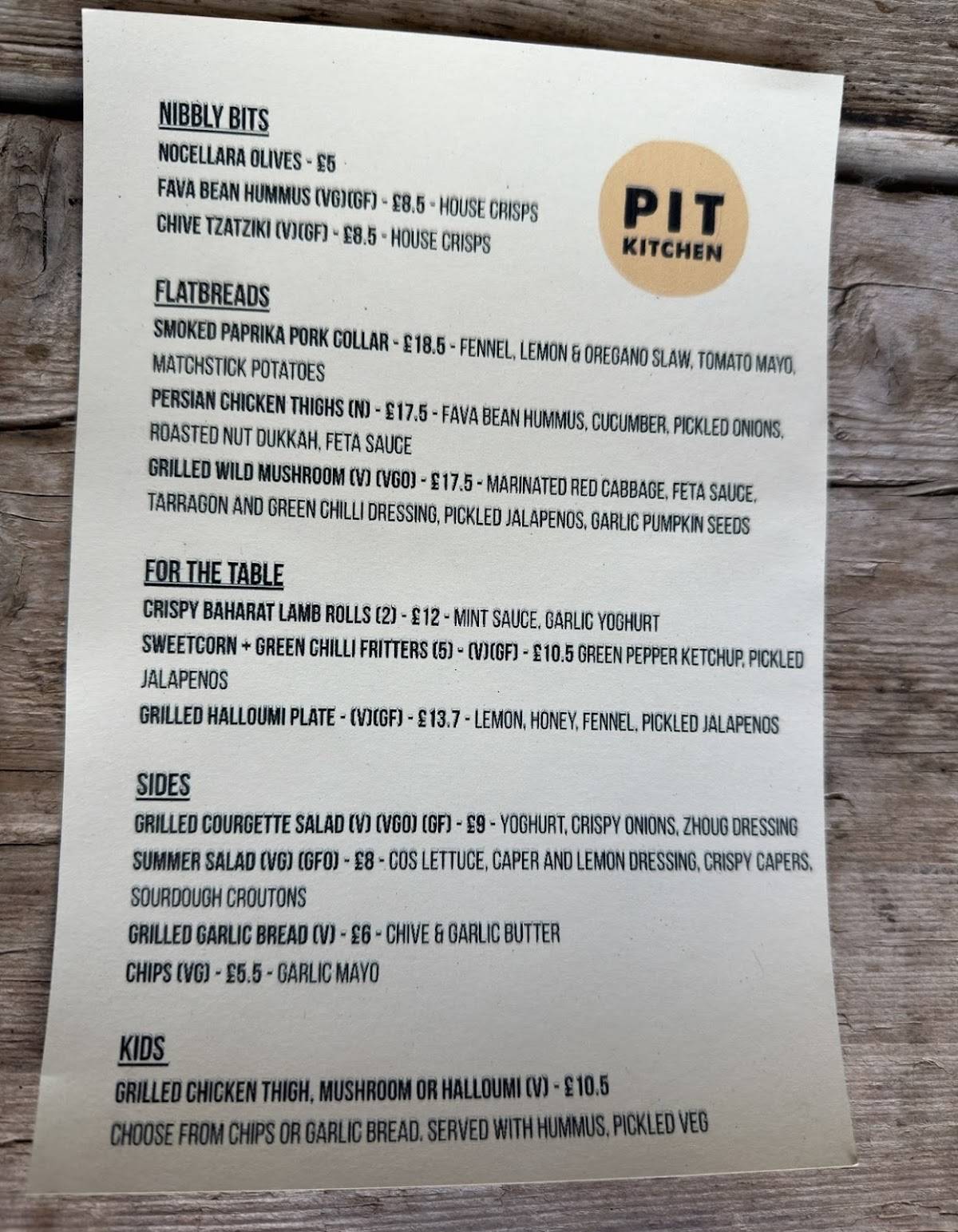 Pit Kitchen меню