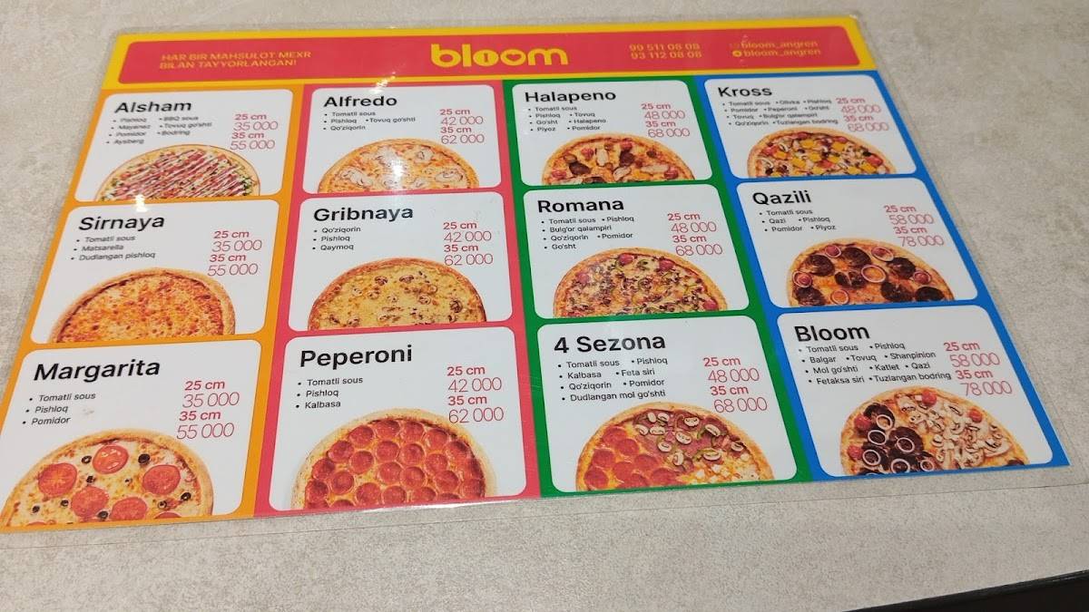 Bloom cafe меню