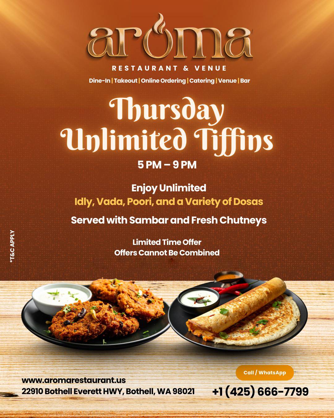 Aroma Restaurant & Venue меню