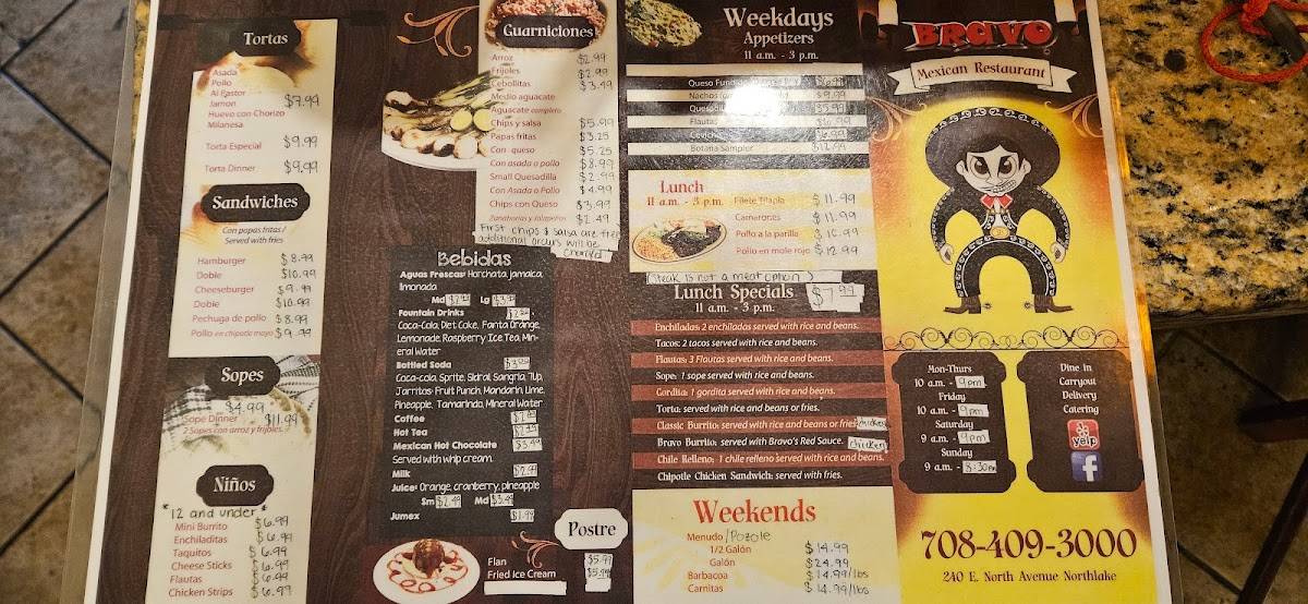 Bravo Mexican Restaurant меню