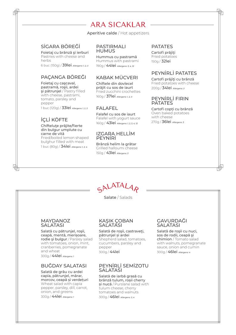 Turkish Kitchen Bucharest меню