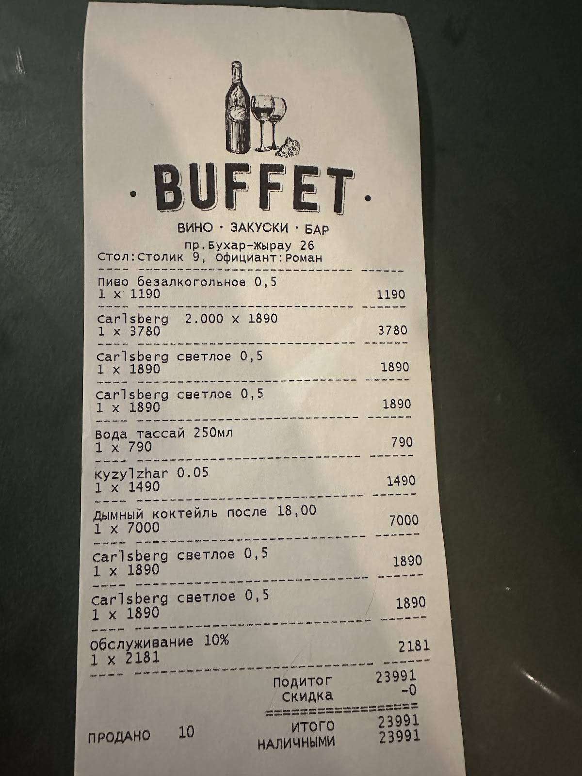 Buffet меню