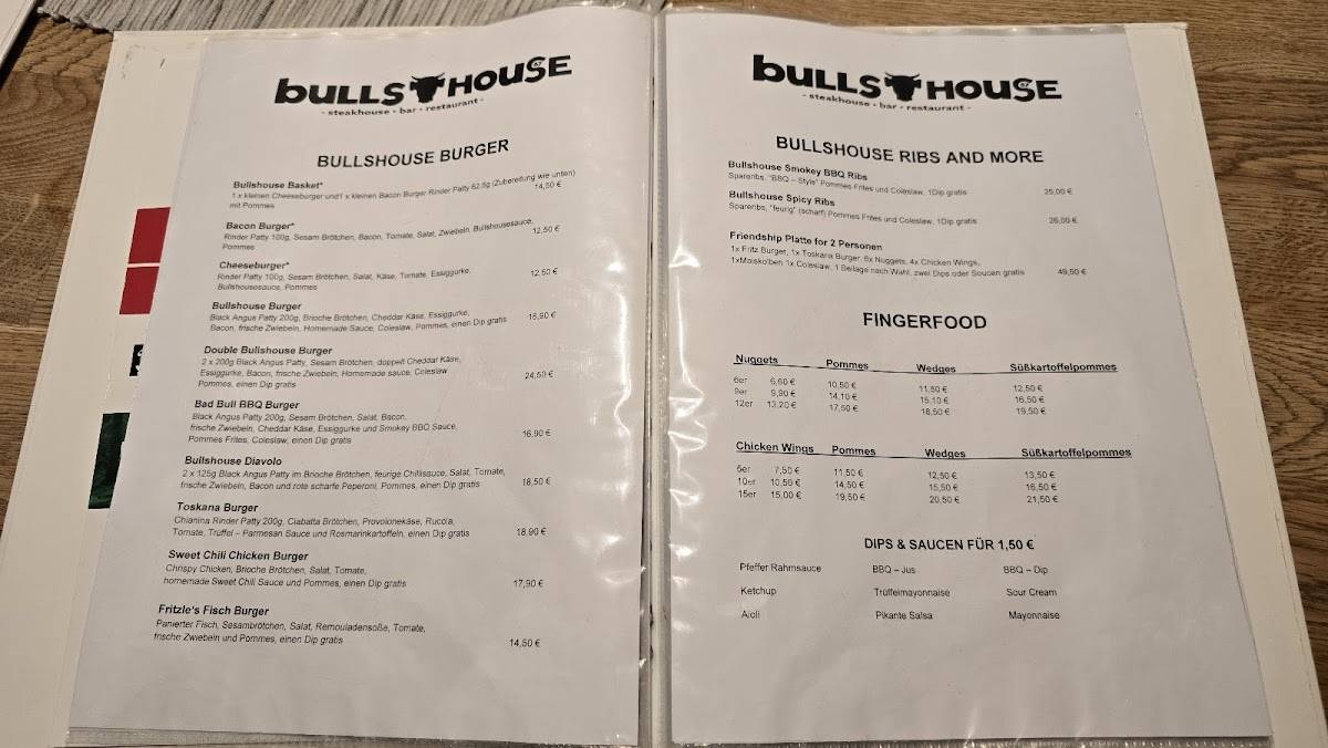 Bullshouse Rottweil меню