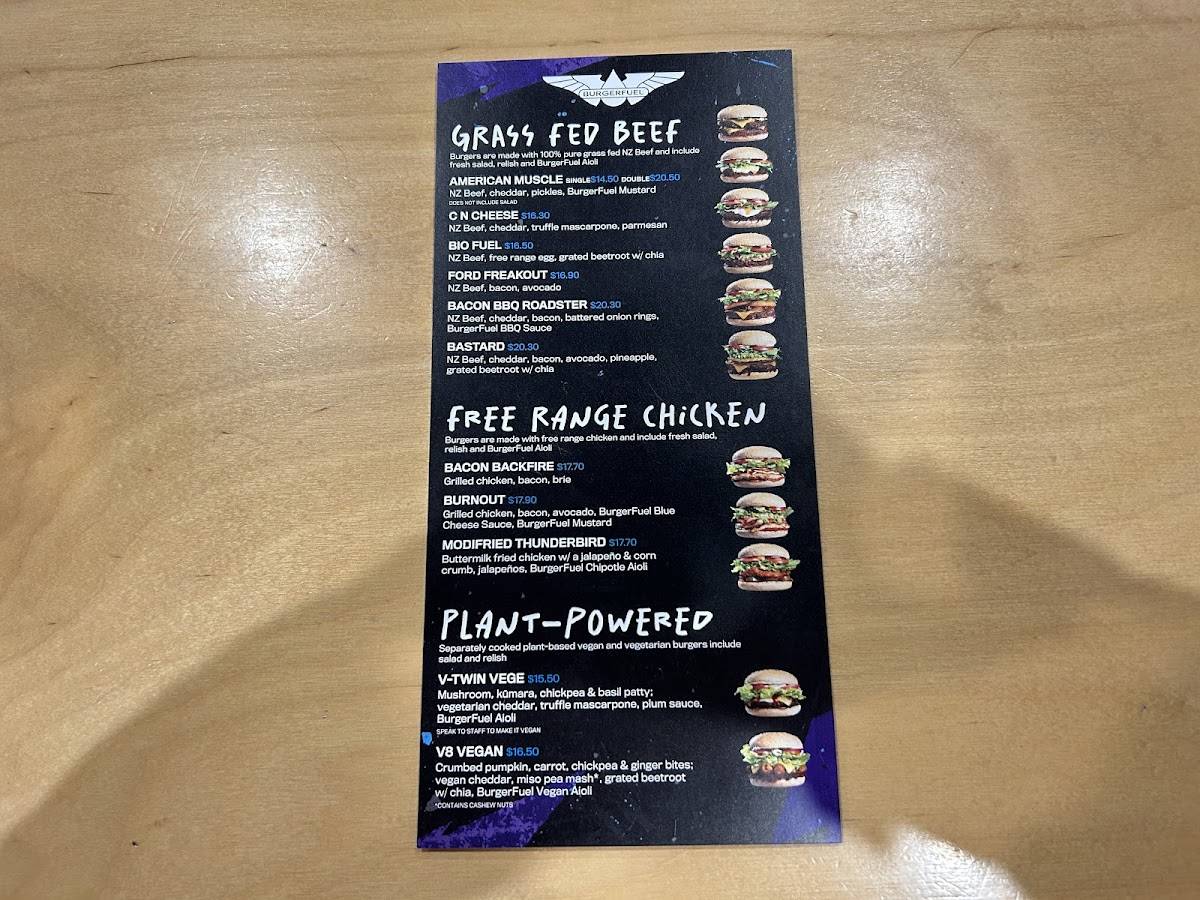 BurgerFuel Timaru меню