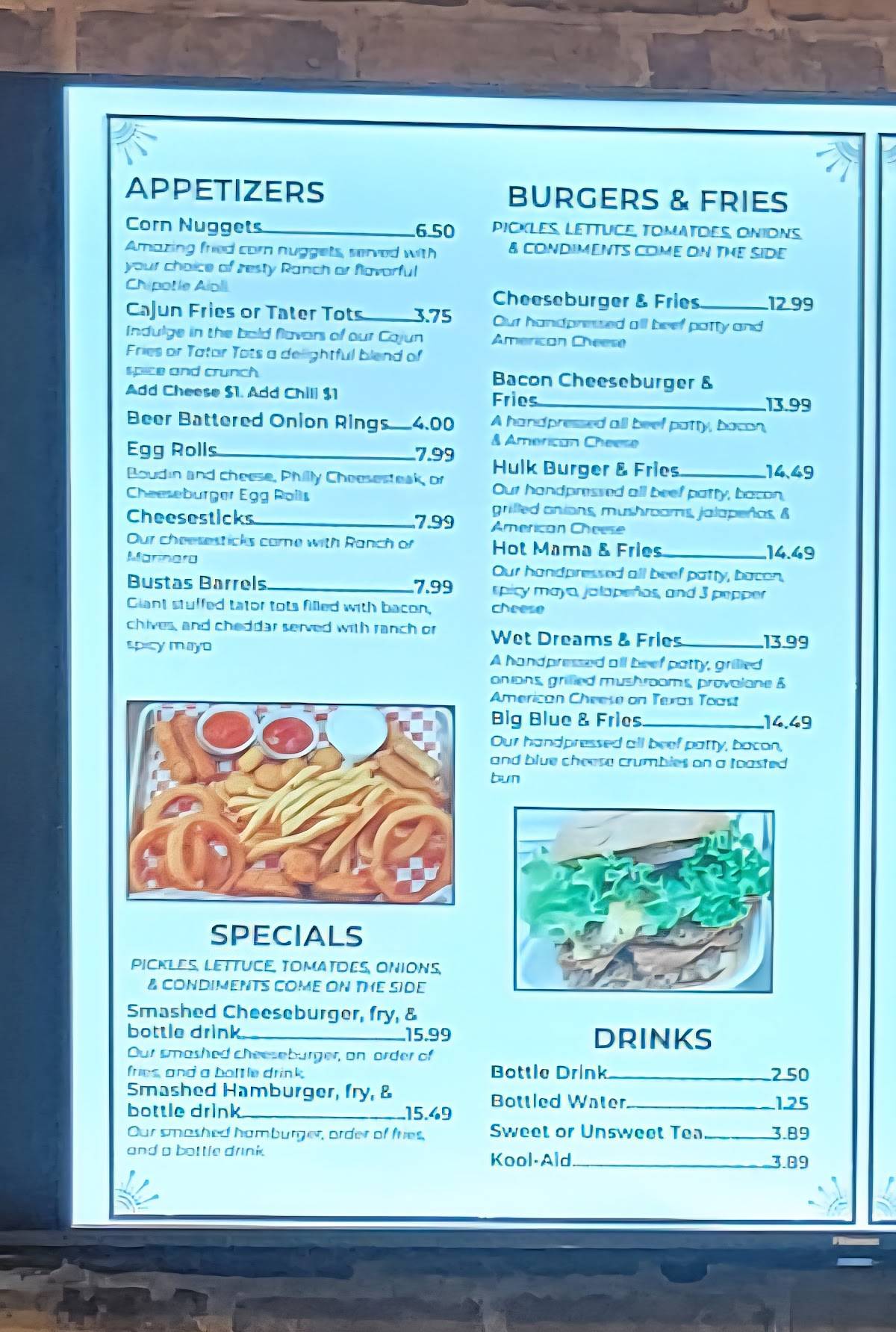 Busta's Burgers меню