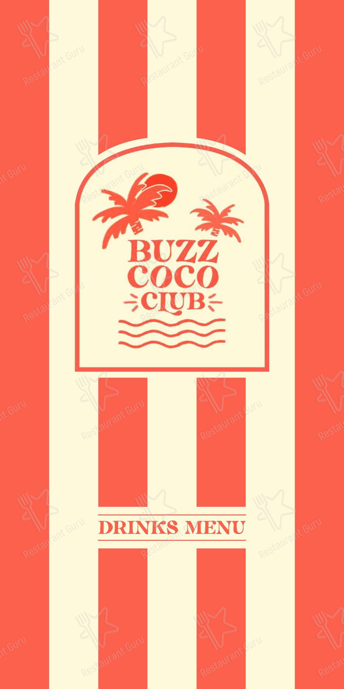 Меню напитков ресторана Buzz Coco Club в Тапхонге