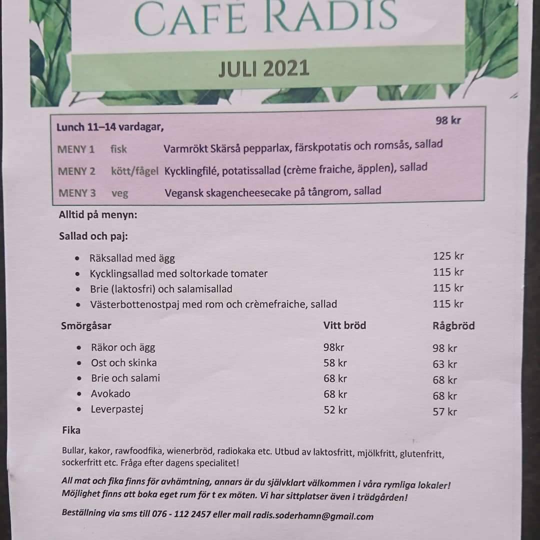 Rådis i Söderhamn меню