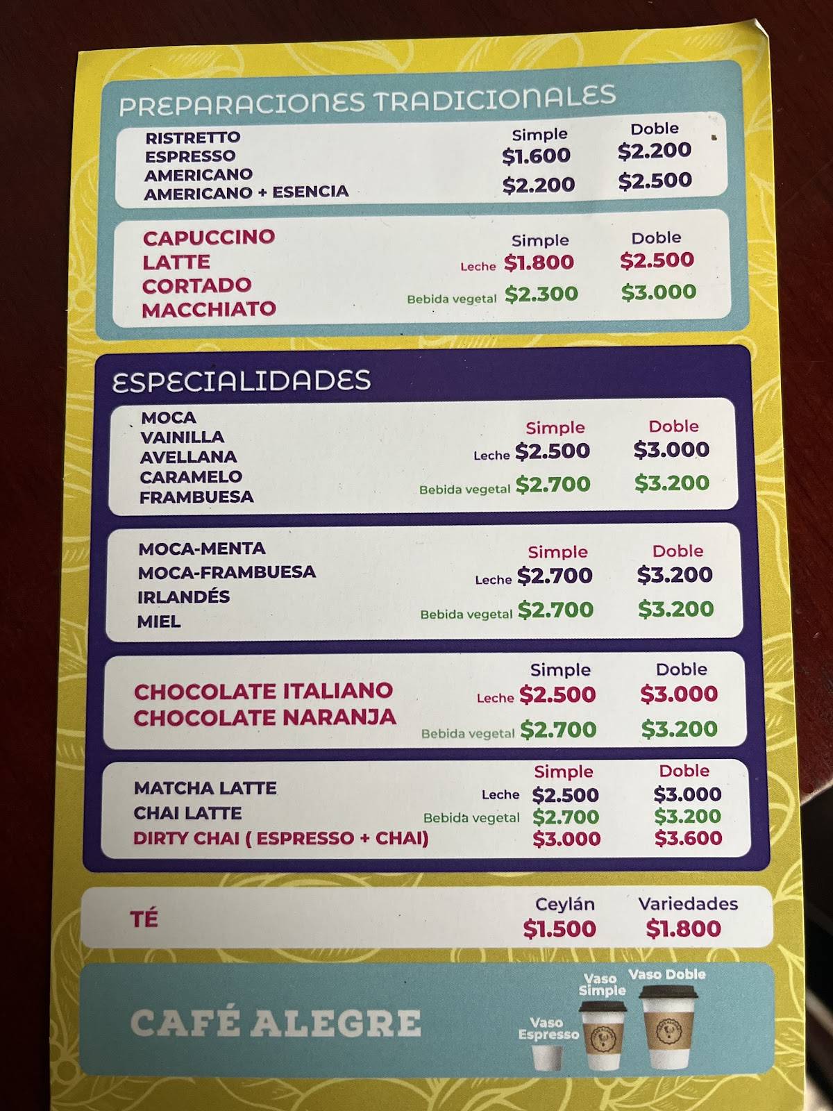 Café Alegre Rancagua меню