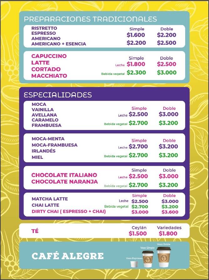 Café Alegre Rancagua меню
