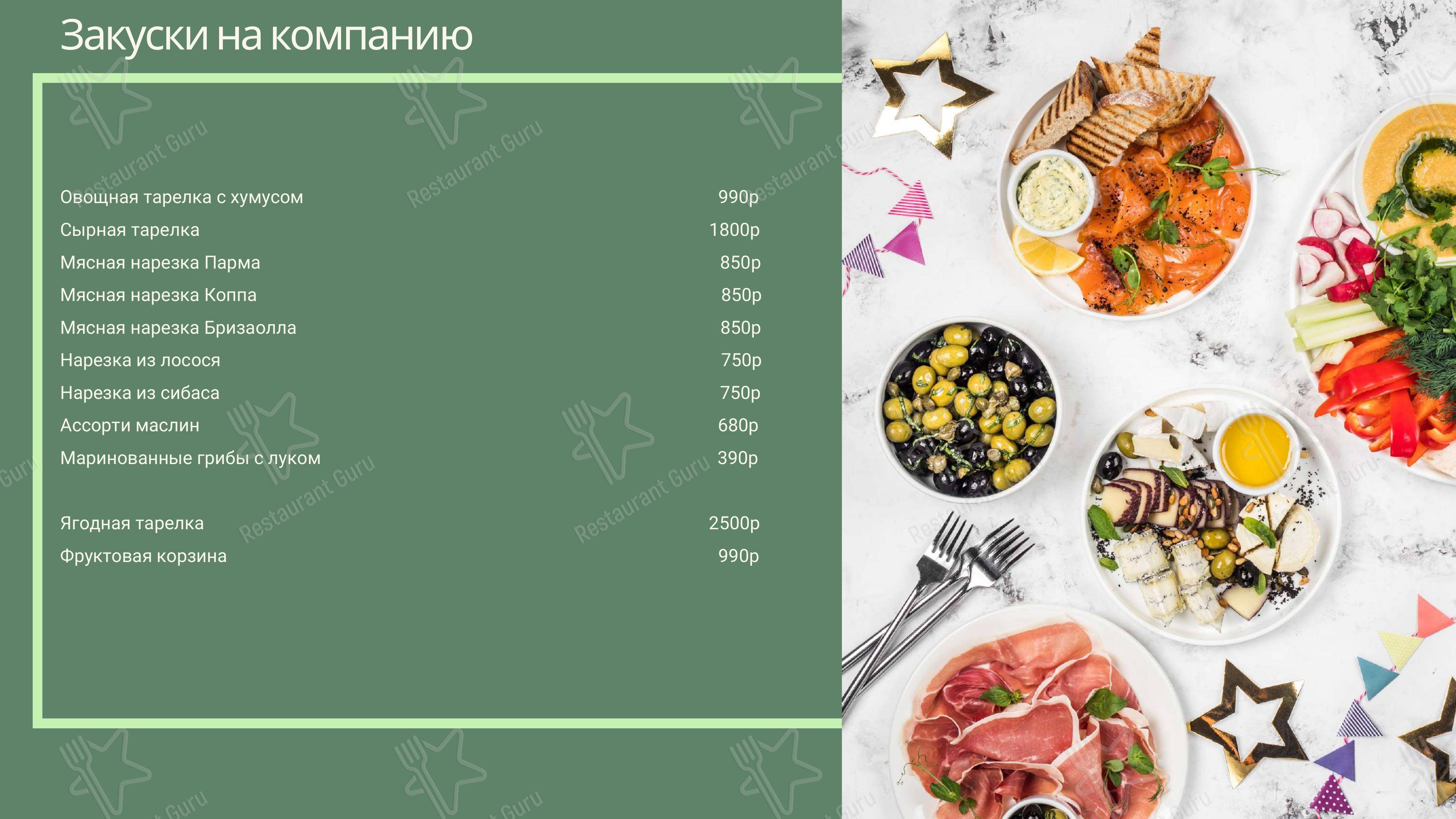 Меню для посетителей кафе АндерСон