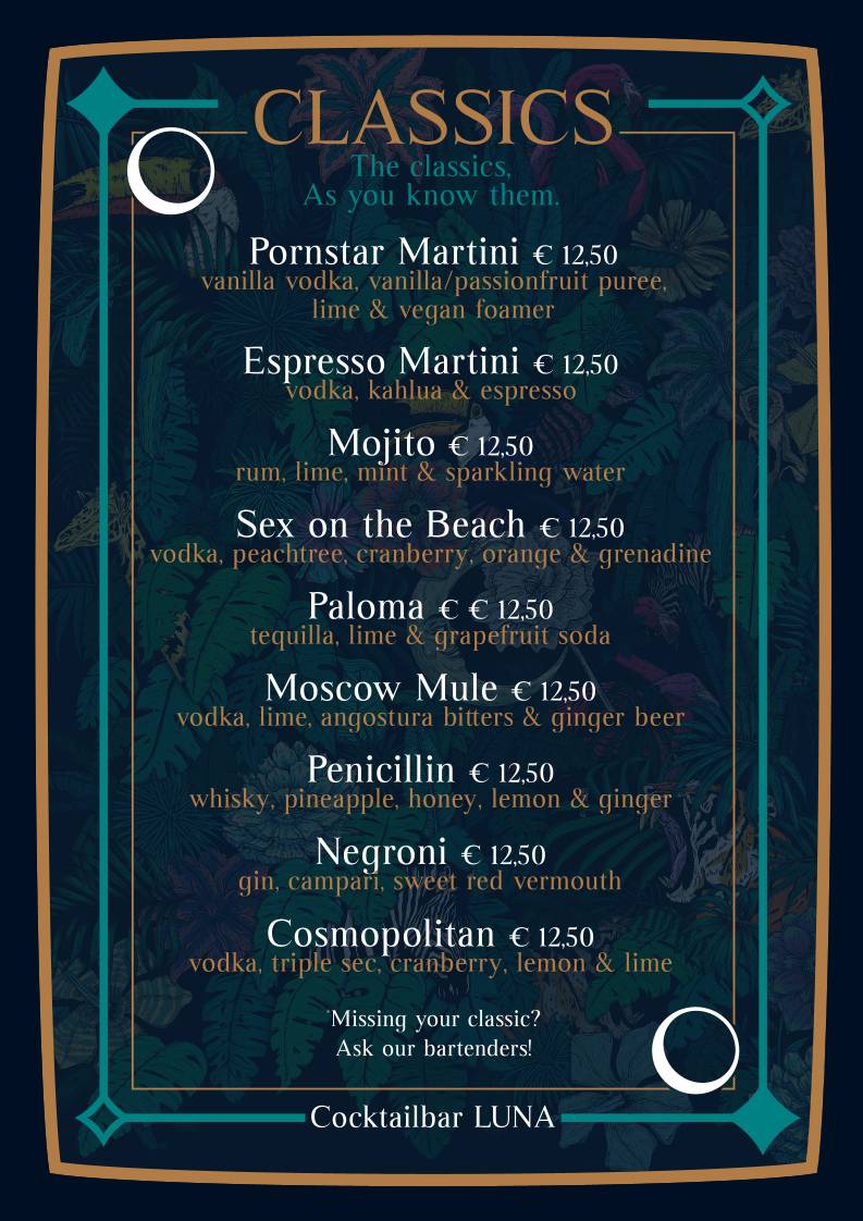 Café-Cocktailbar Luna меню