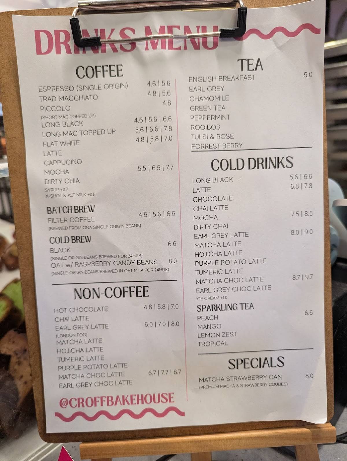 Croff Bakehouse (Barrack St) меню
