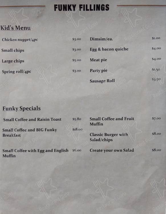 Funky Fillings меню