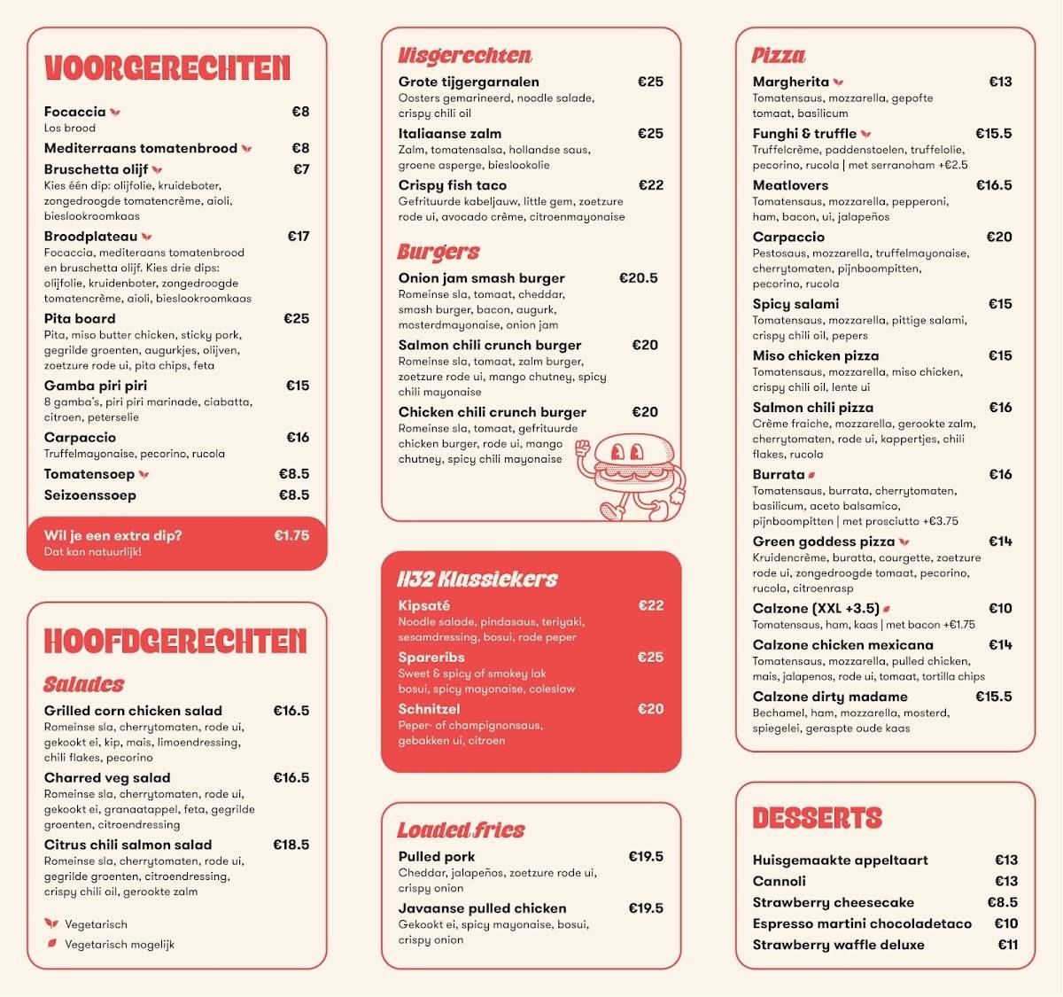H32 Eetcafé in Oss меню