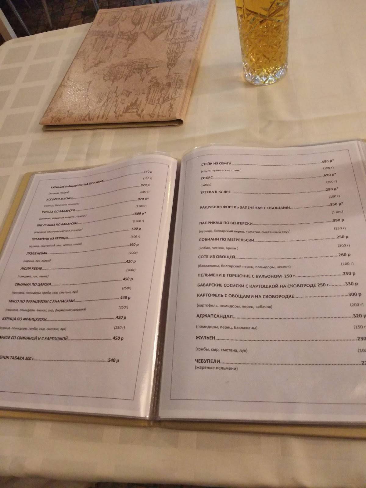 В окошках меню