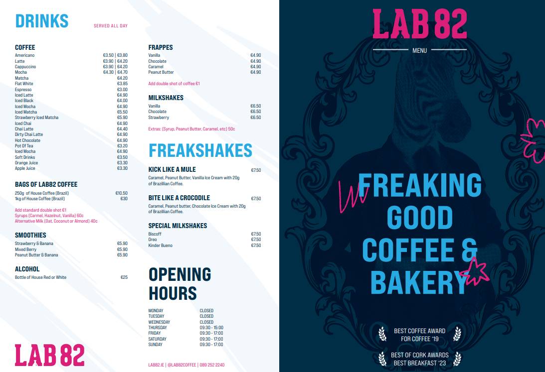 Lab 82 Coffee меню