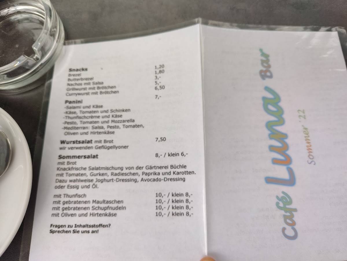 Café Luna Bar меню