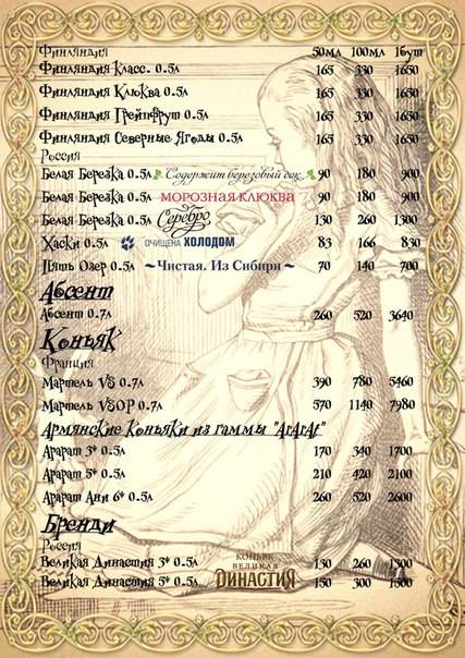 арт-кафе Страна Чудес меню