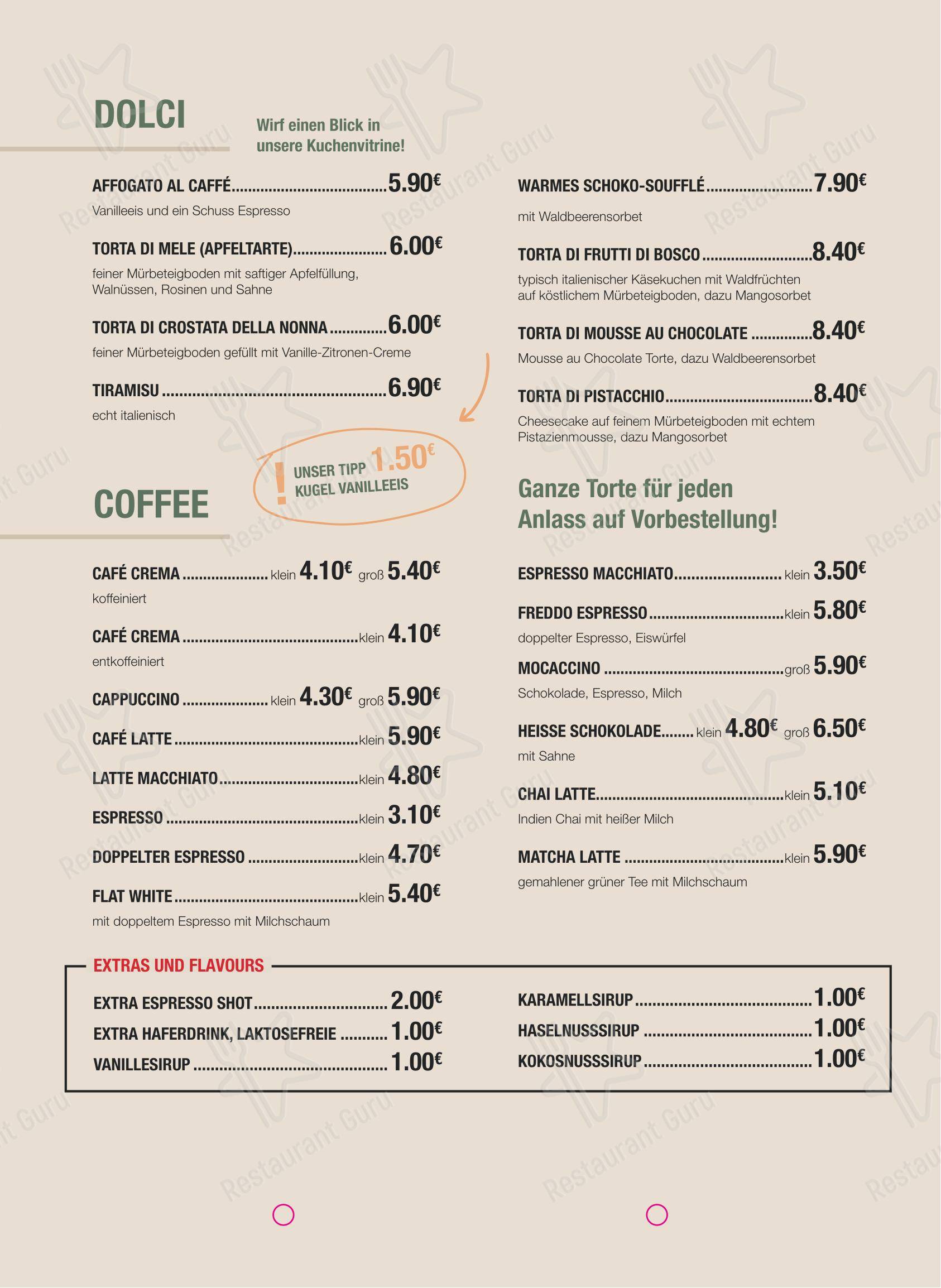 Меню кафе Café Spesso