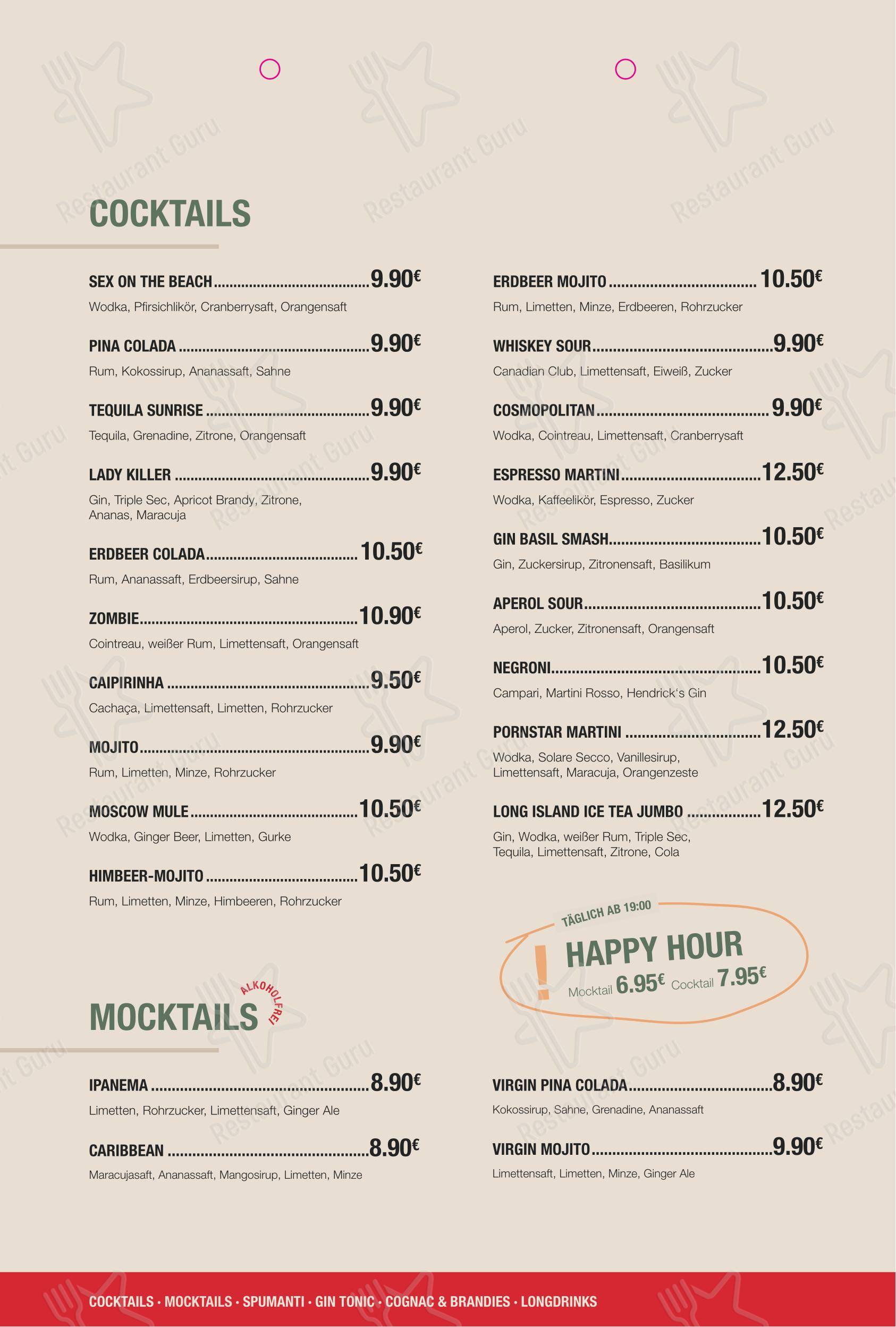 Меню кафе Café Spesso в Ганновере