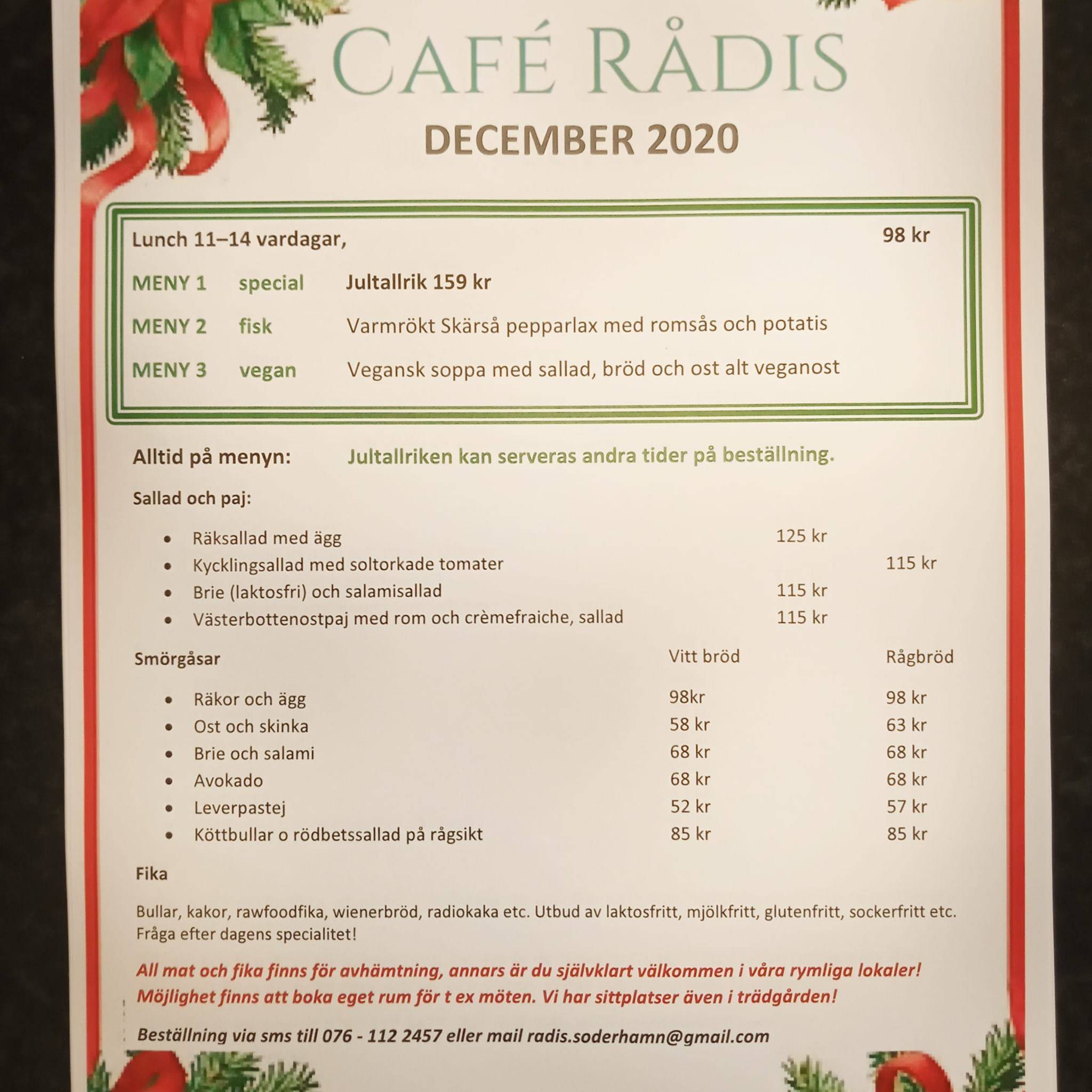Rådis i Söderhamn меню