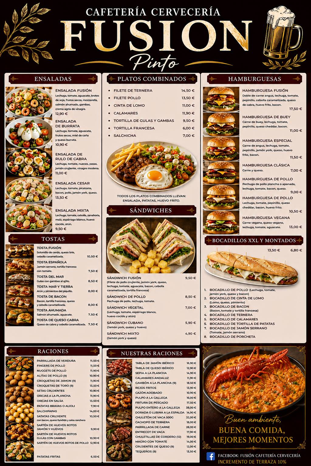 Cafetería cervecería Fusión меню