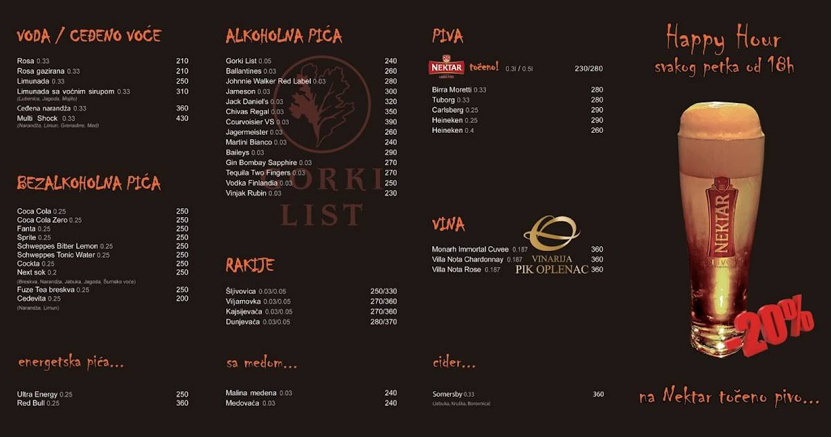 Kafe Element меню