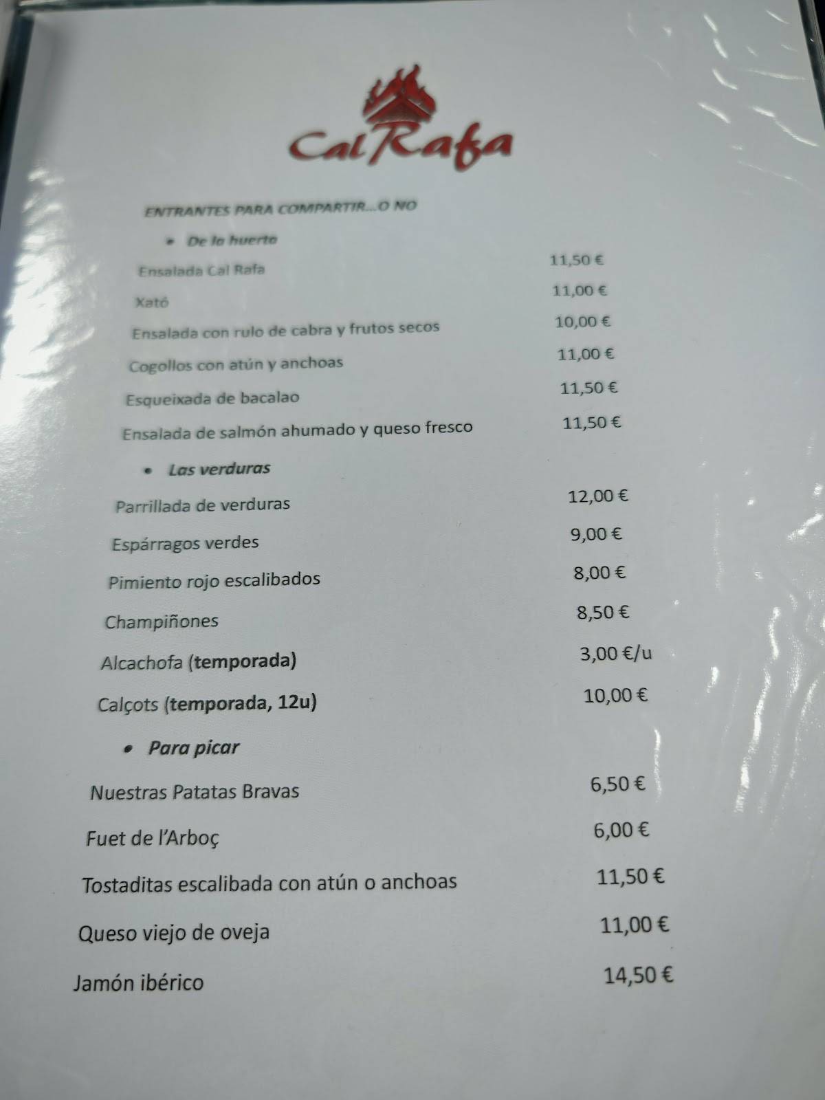 Cal Rafa меню