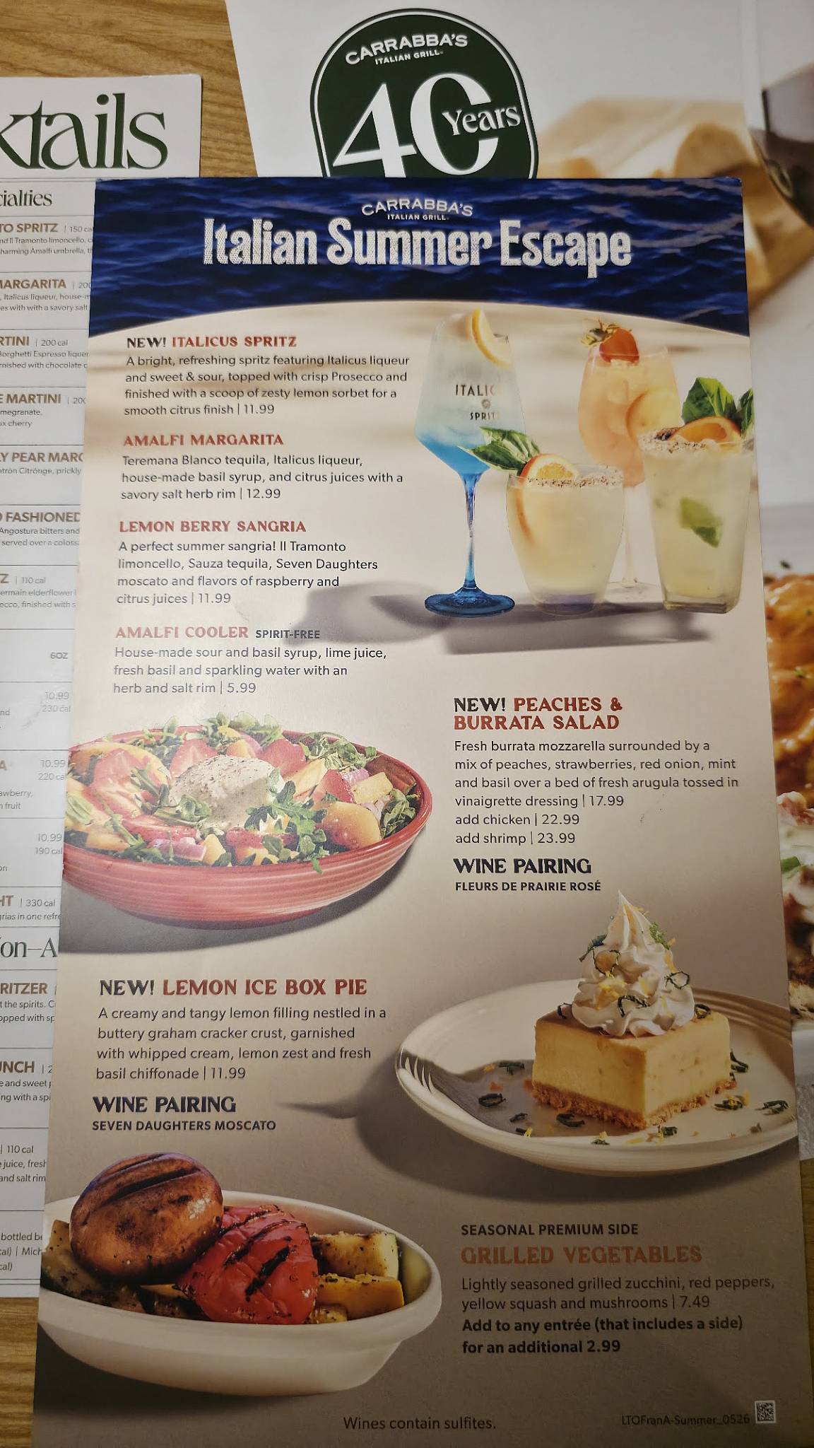 Carrabba's Italian Grill меню