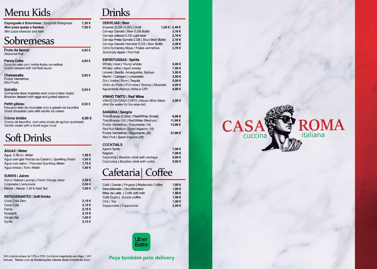 Casa Roma меню