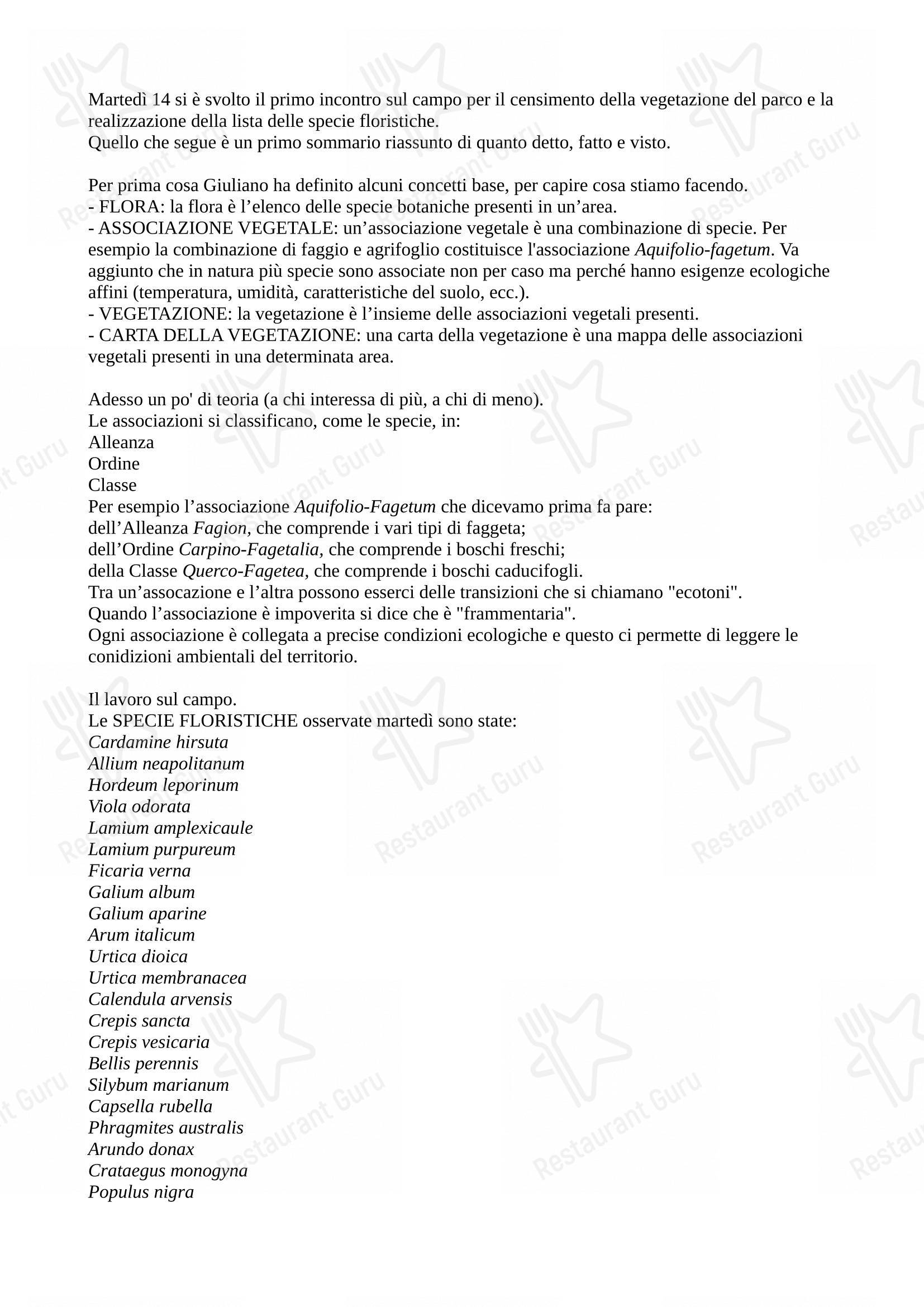 Casale Podere Rosa-APS в Риме - Меню напитков