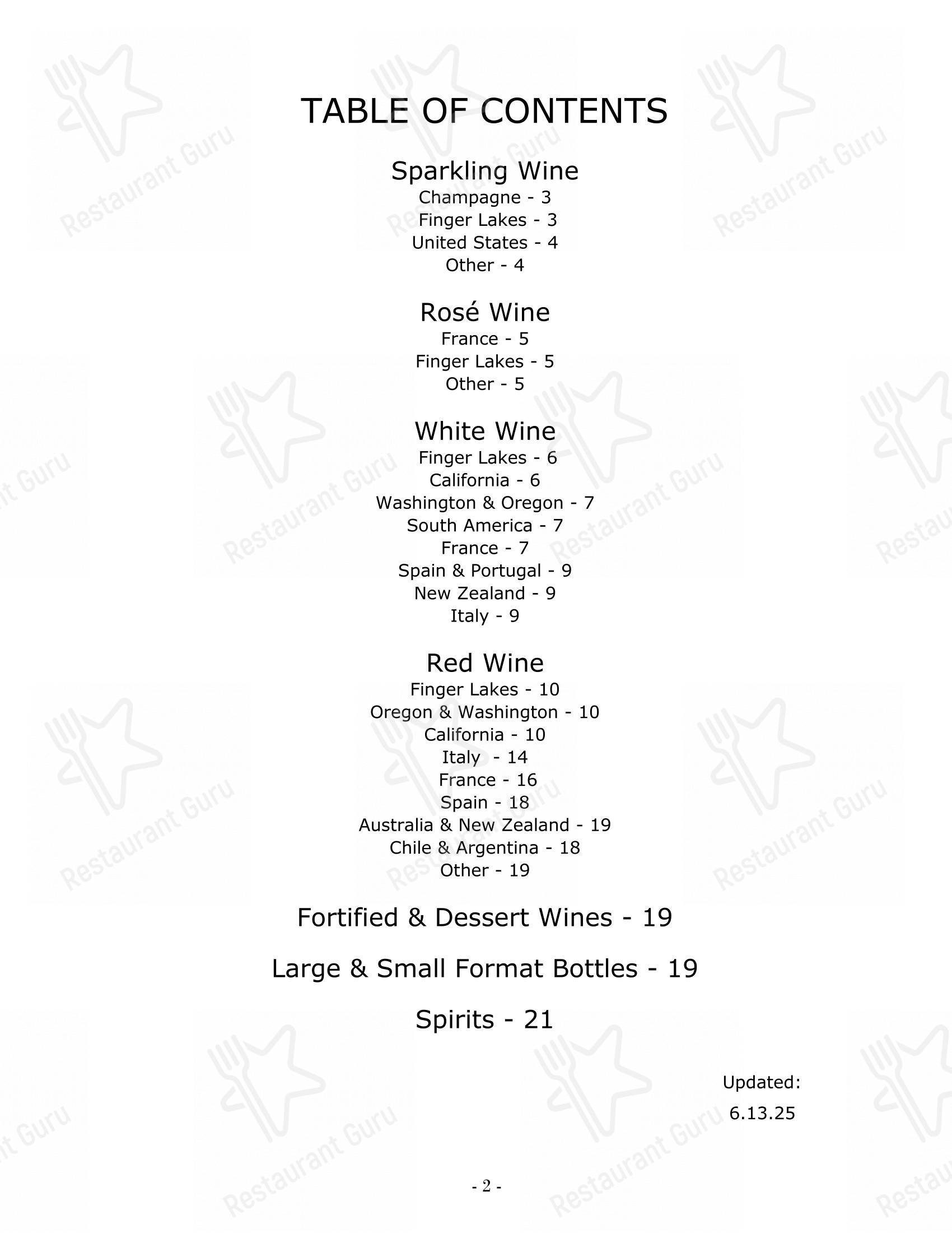 Char Steak & Lounge в Рочестере - Menu bistro